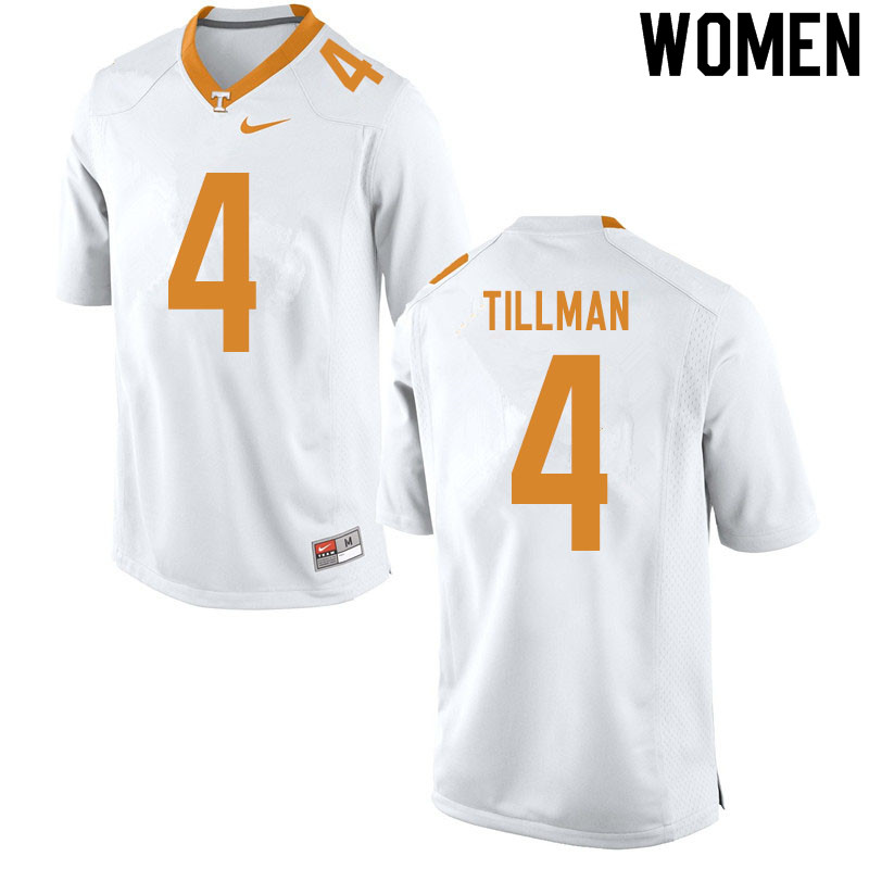 Women #4 Cedric Tillman Tennessee Volunteers College Football Jerseys Sale-White - Click Image to Close